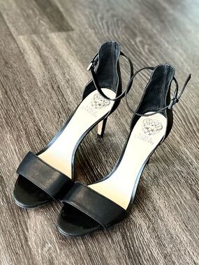 Vince Camuto black leather stiletto heels